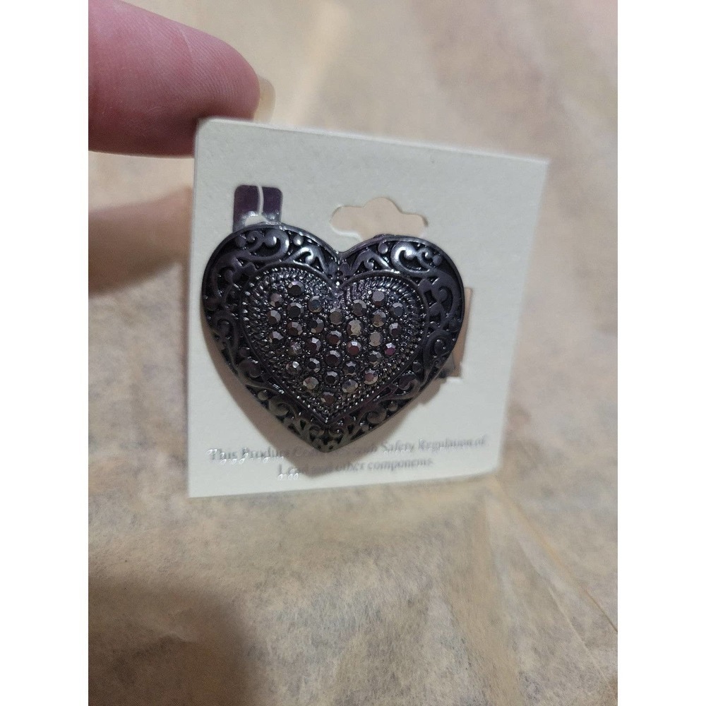 Heart ring Black Rhinestones Stretchy